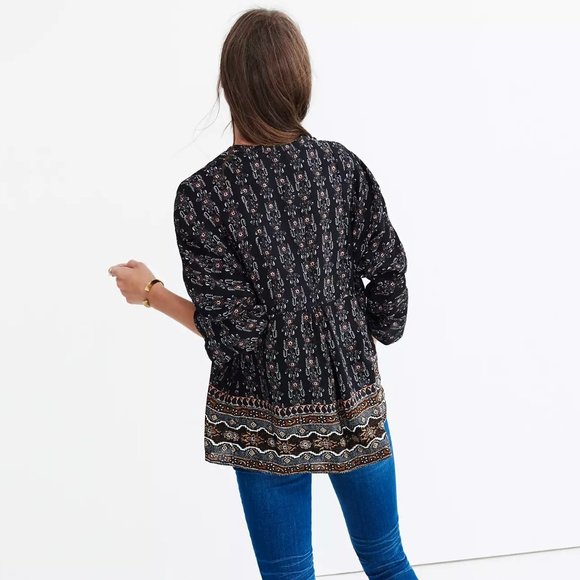 Madewell Silk Bohème Popover Shirt in Burnished Floral XS - Picture 3 of 5